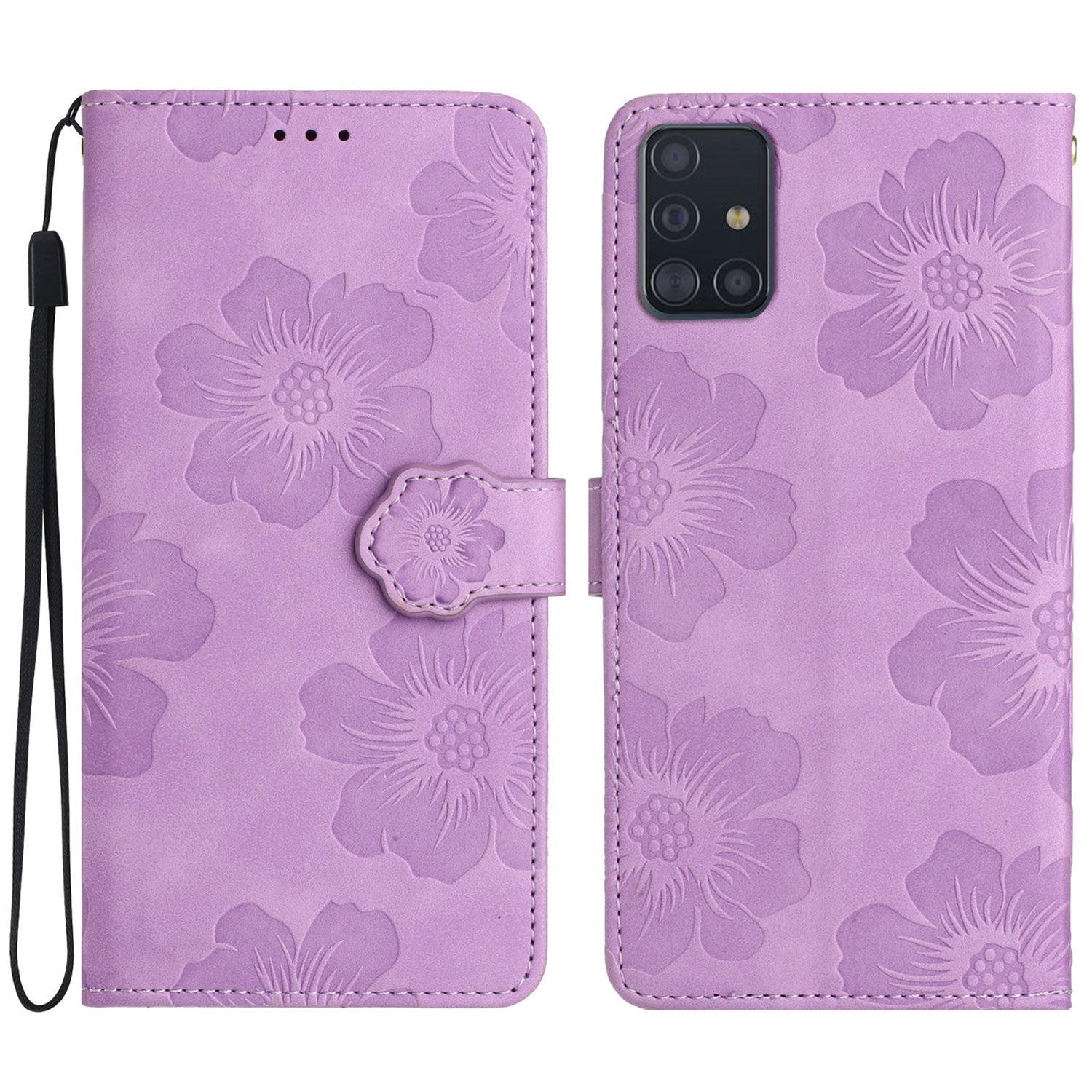For Samsung Galaxy A71 4G SM-A715 Flowers Imprinted Phone Cover Leather Case with Stand Wallet For Samsung Galaxy A71 4G SM-A715 Flowers Imprinted Phone Cover Leather Case with Stand Wallet